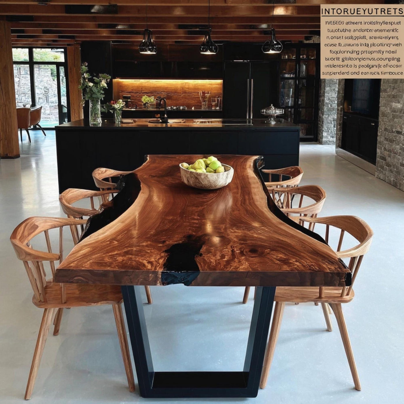 Handmade Live Edge Walnut Epoxy Dining Table, Custom Resin River Table