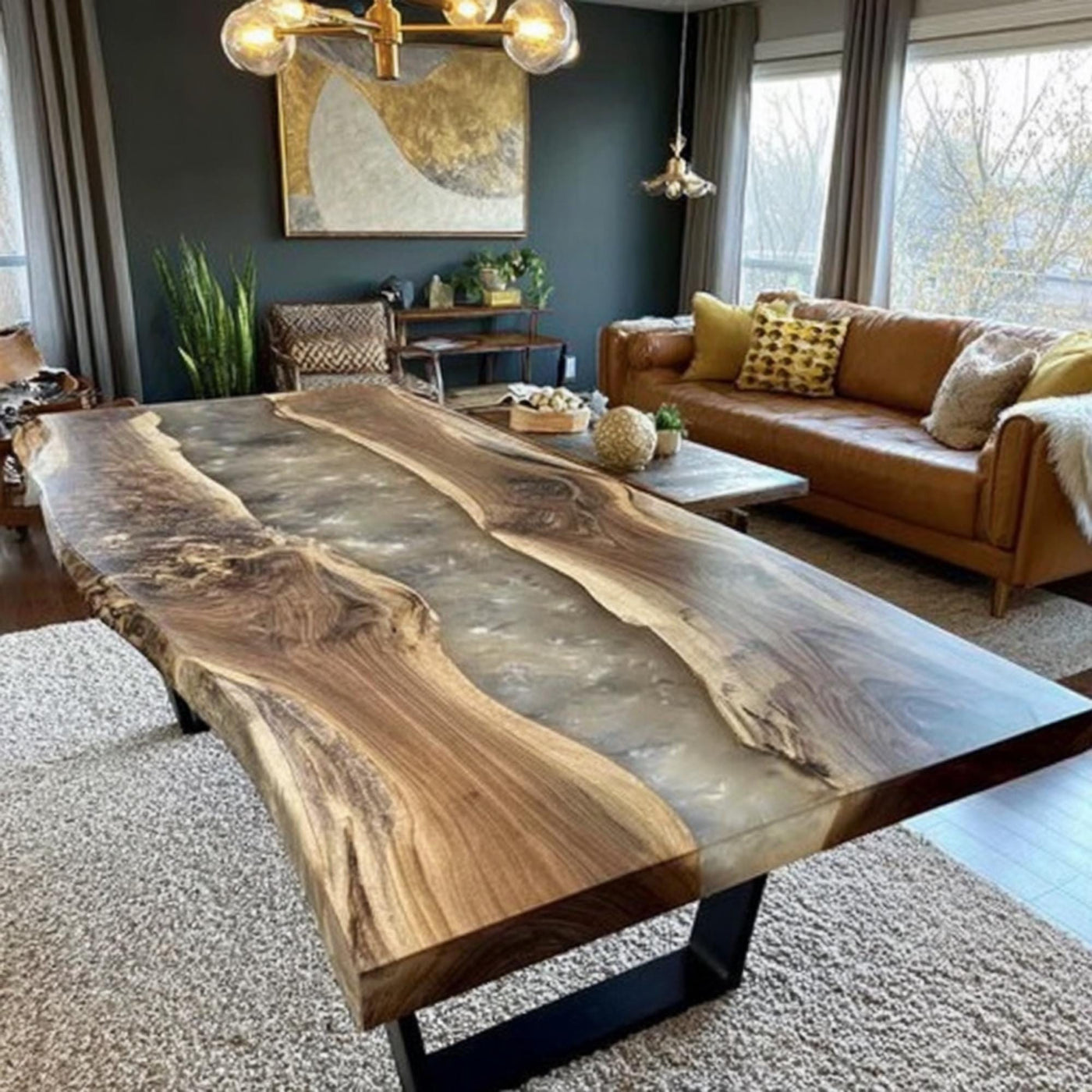 Handmade Live Edge Walnut Dining Table – Rustic Farmhouse Kitchen Furniture