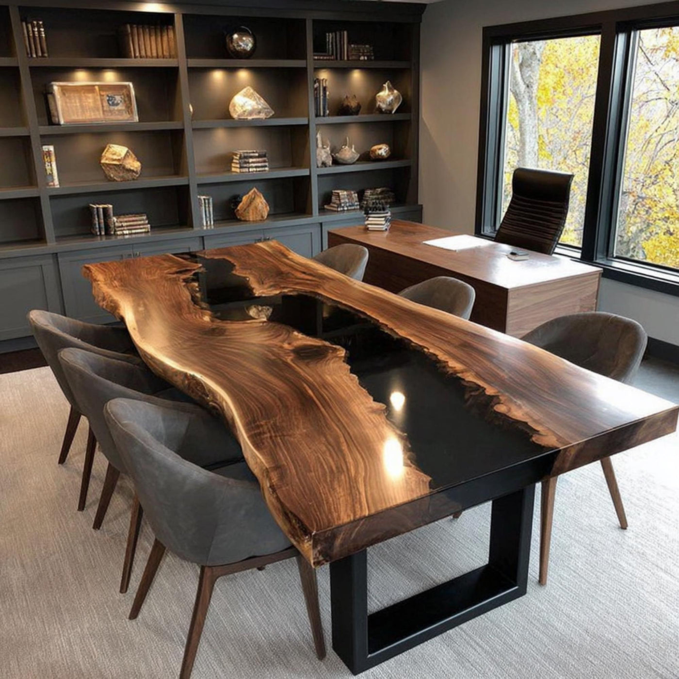 Handmade Walnut Live Edge Dining Table – Rustic Farmhouse Kitchen