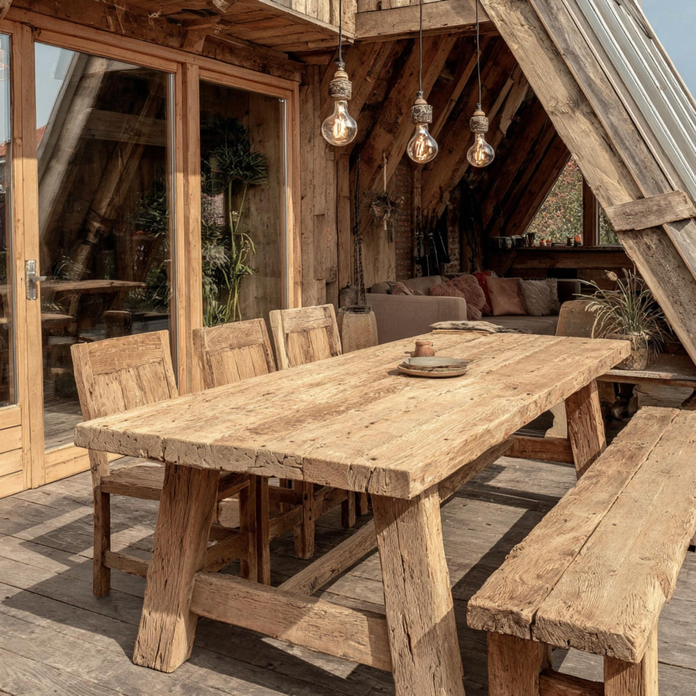 Handmade Live Edge Wood Dining Table, Rustic Farmhouse Style
