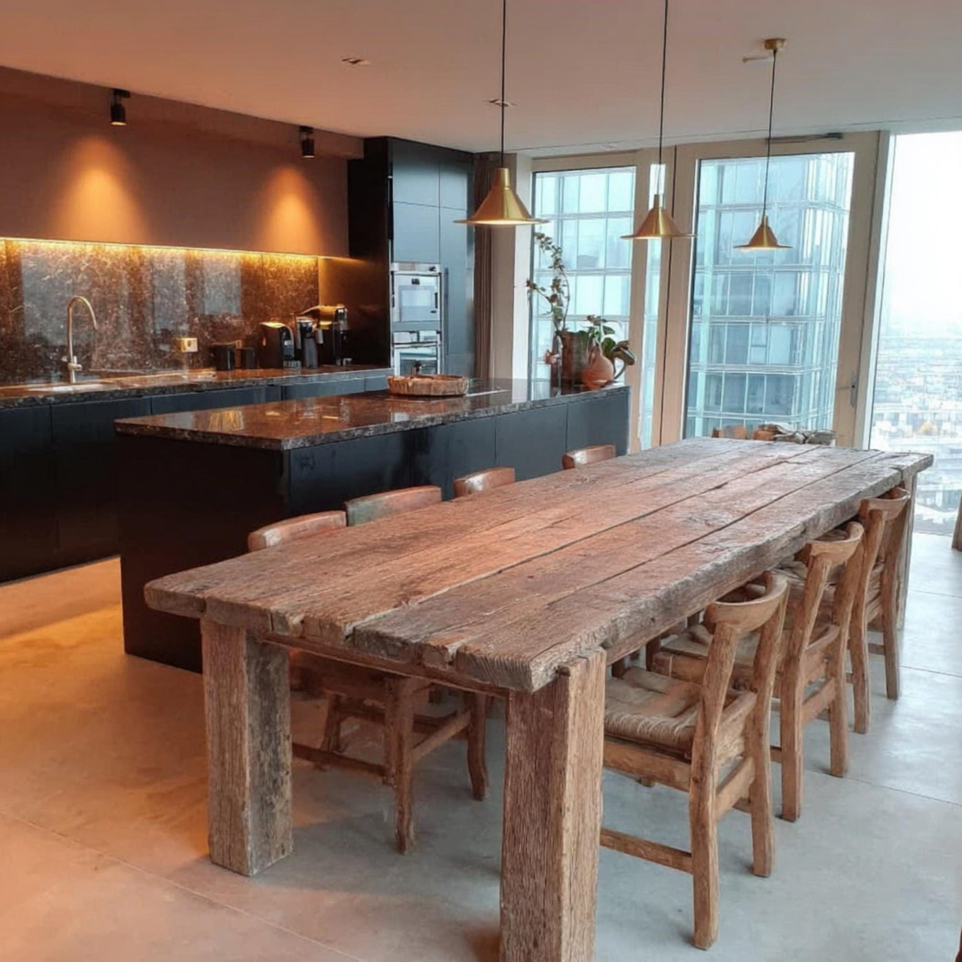 Handmade Live Edge Walnut Dining Table, Rustic Farmhouse Style