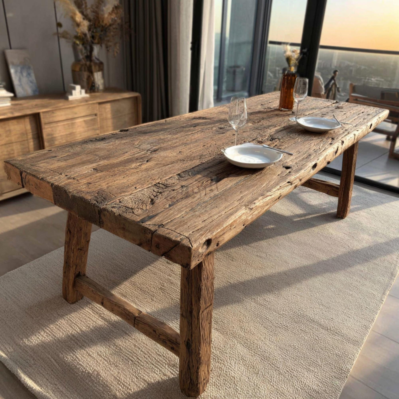 Handmade Live Edge Walnut Dining Table, Rustic Farmhouse Style