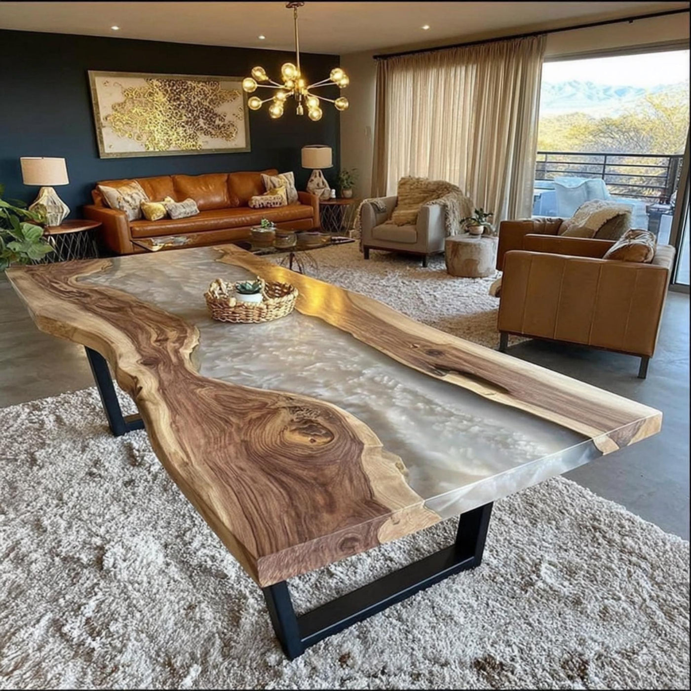 Handmade Live Edge Walnut Dining Table – Rustic Farmhouse Kitchen Furniture