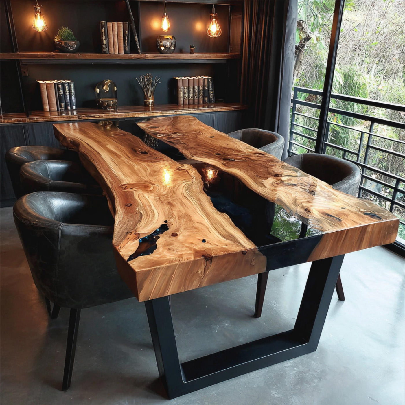 Handmade Walnut Live Edge Dining Table – Rustic Farmhouse Kitchen