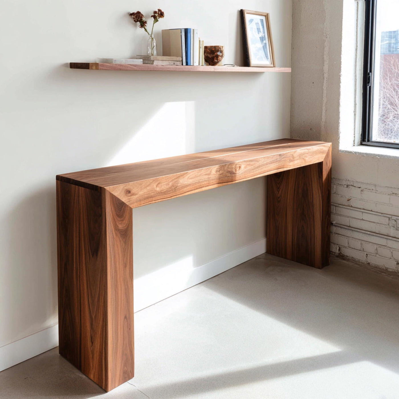 Handmade Walnut Console Table – Solid Wood Entryway Furniture