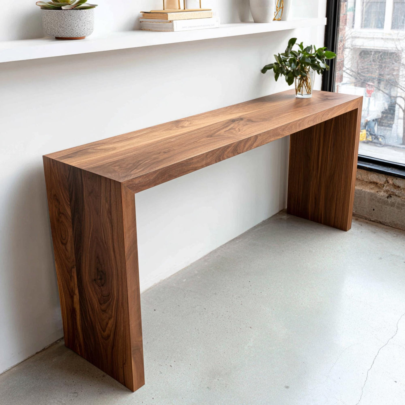 Handmade Walnut Console Table – Solid Wood Entryway Furniture
