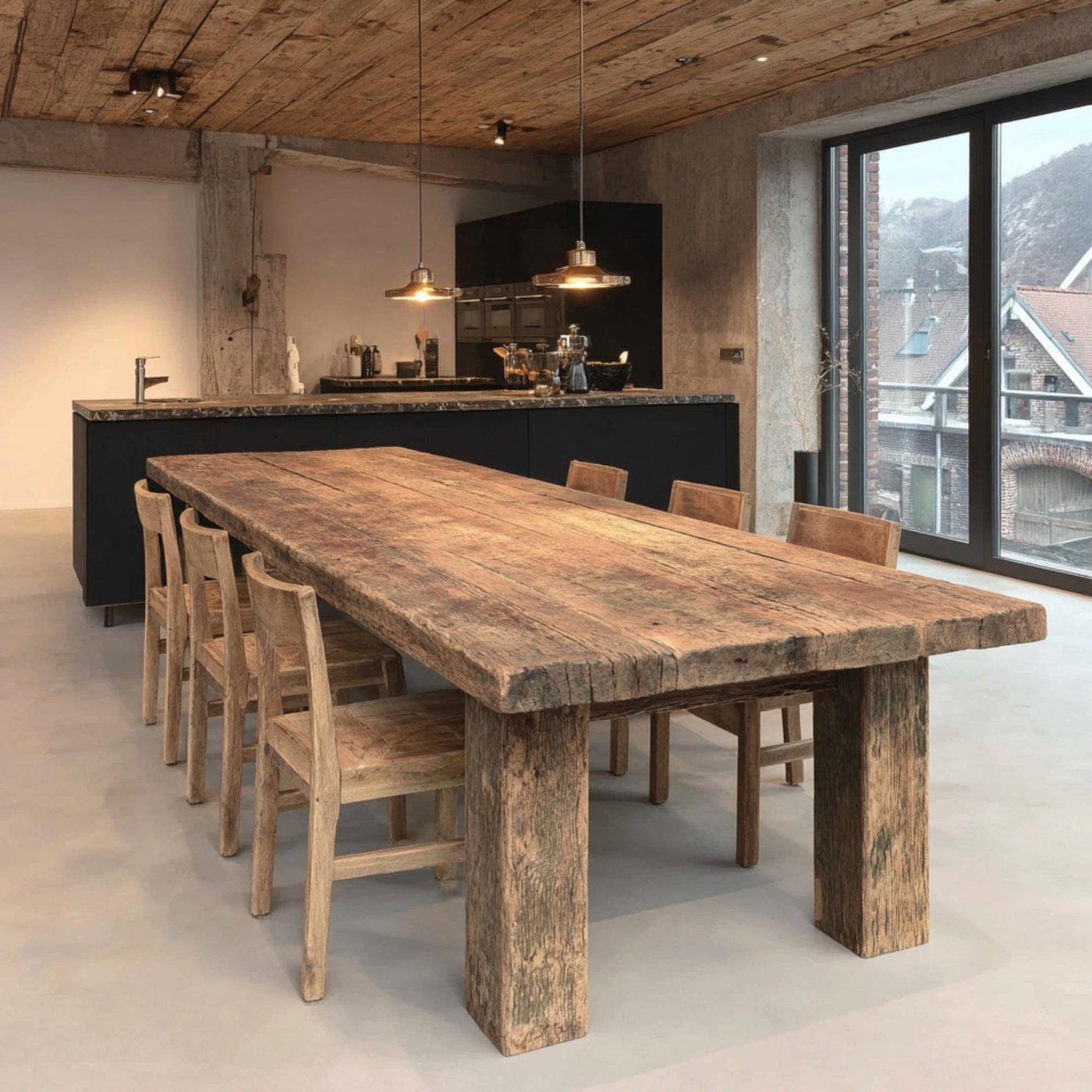 Handmade Live Edge Walnut Dining Table, Rustic Farmhouse Style