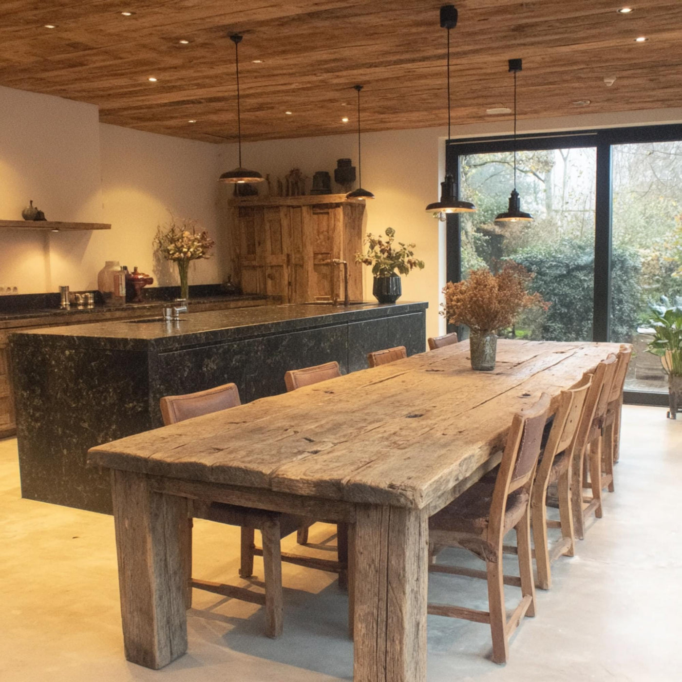 Handmade Live Edge Walnut Dining Table, Rustic Farmhouse Style