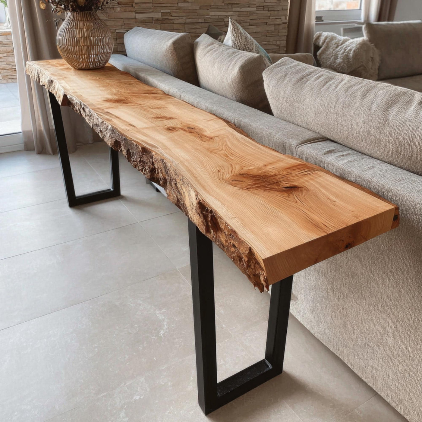 Handmade Live Edge Walnut Console Table – Rustic Modern Entryway