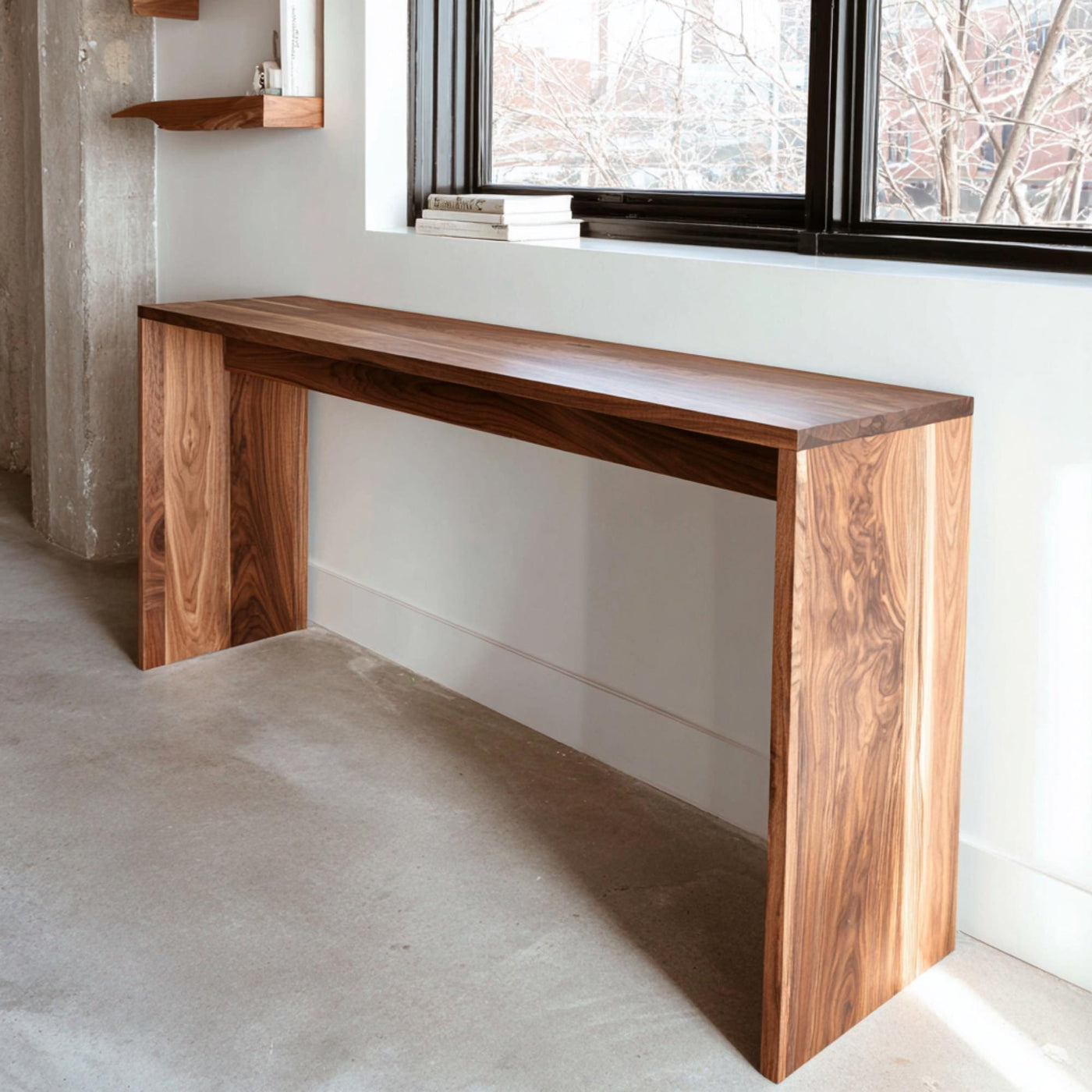 Handmade Walnut Console Table – Solid Wood Entryway Furniture