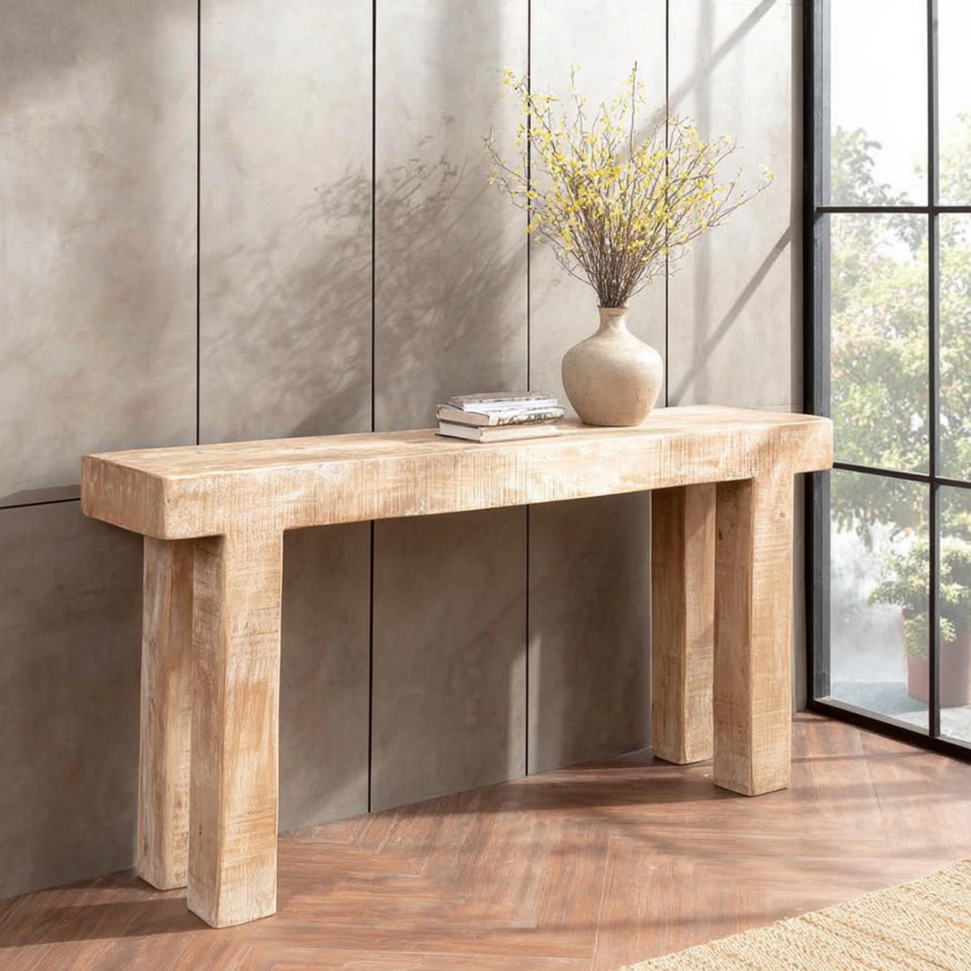 Handcrafted Solid Wood Console Table – Rustic Entryway Furniture