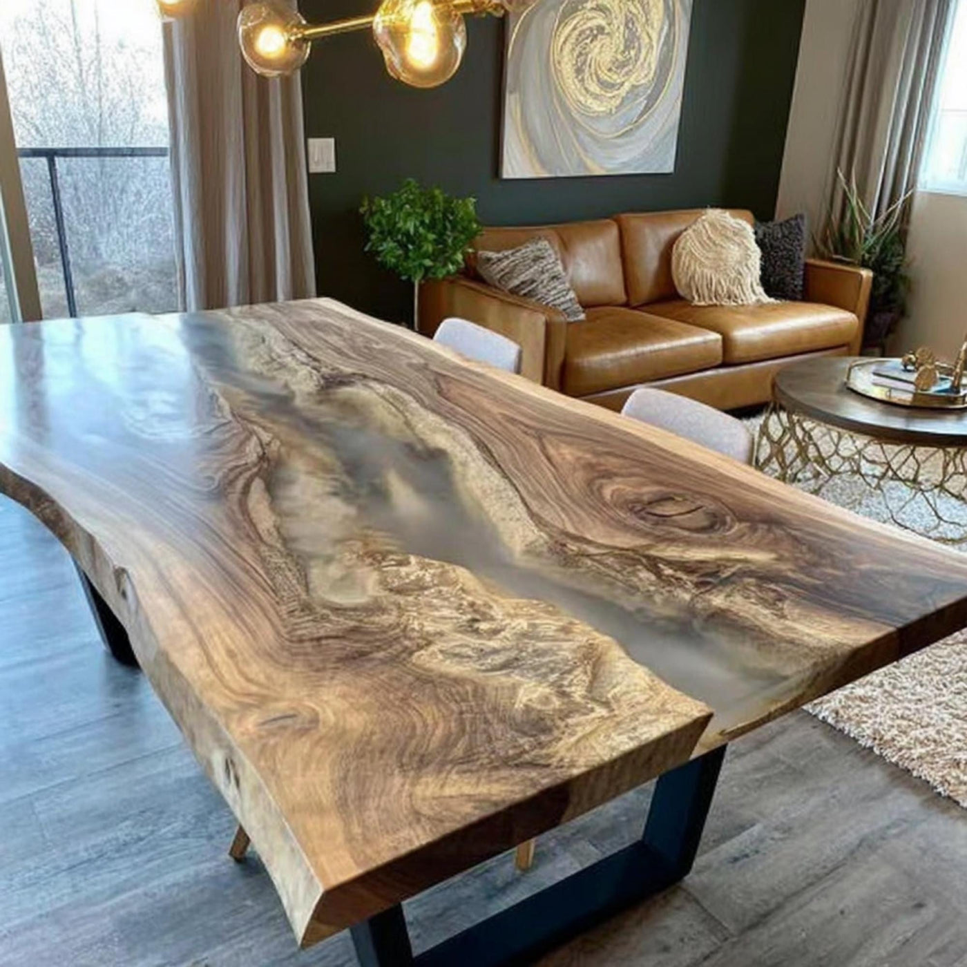 Handmade Live Edge Walnut Dining Table – Rustic Farmhouse Kitchen Furniture