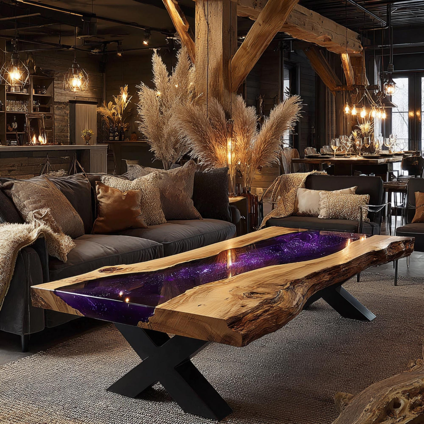 Handmade Live Edge Walnut Coffee Table, Modern Epoxy Resin Inlay