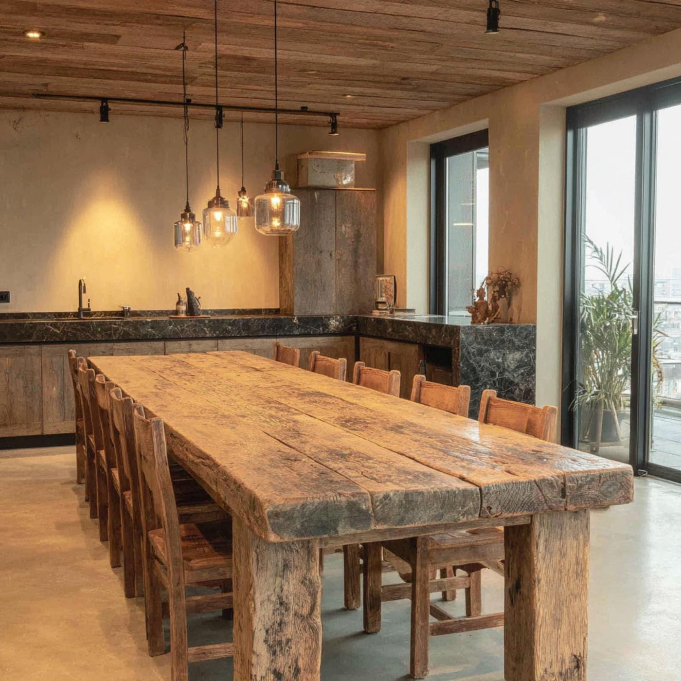 Handmade Live Edge Walnut Dining Table, Rustic Farmhouse Style