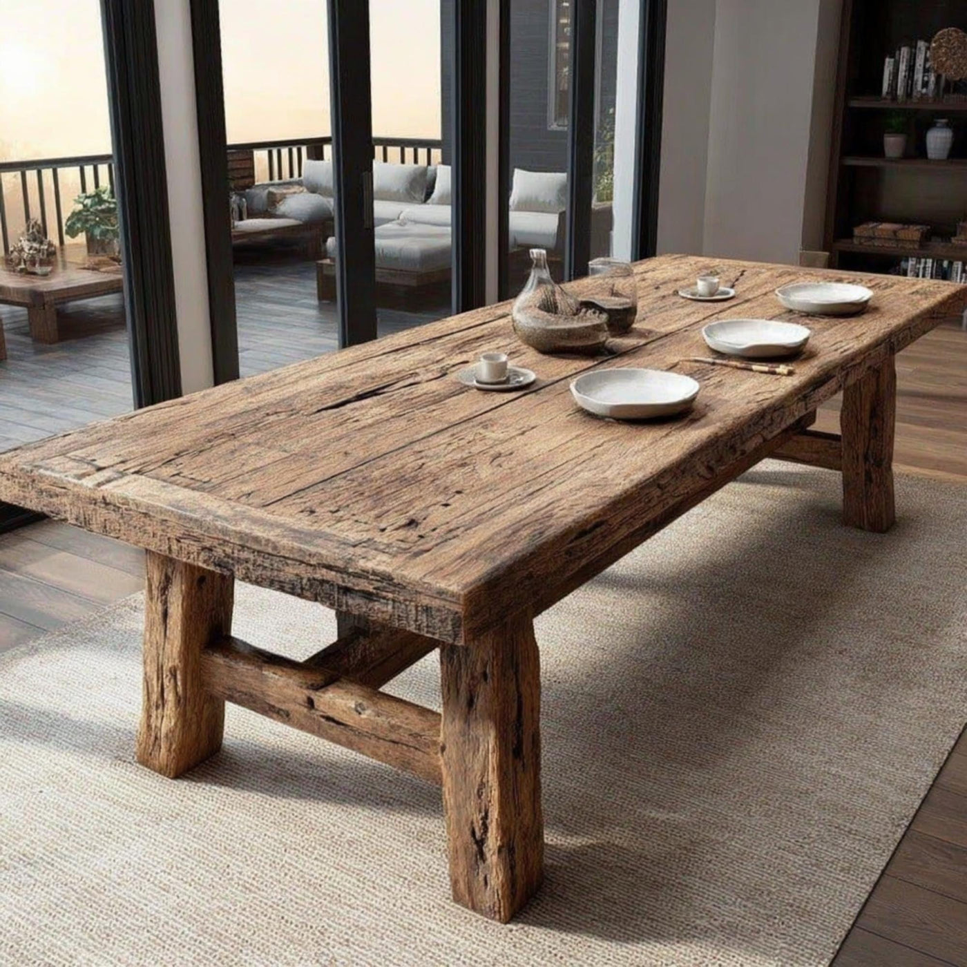 Handmade Live Edge Walnut Dining Table, Rustic Farmhouse Style