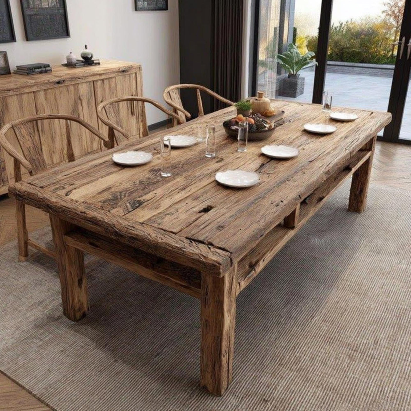 Handmade Live Edge Walnut Dining Table, Rustic Farmhouse Style