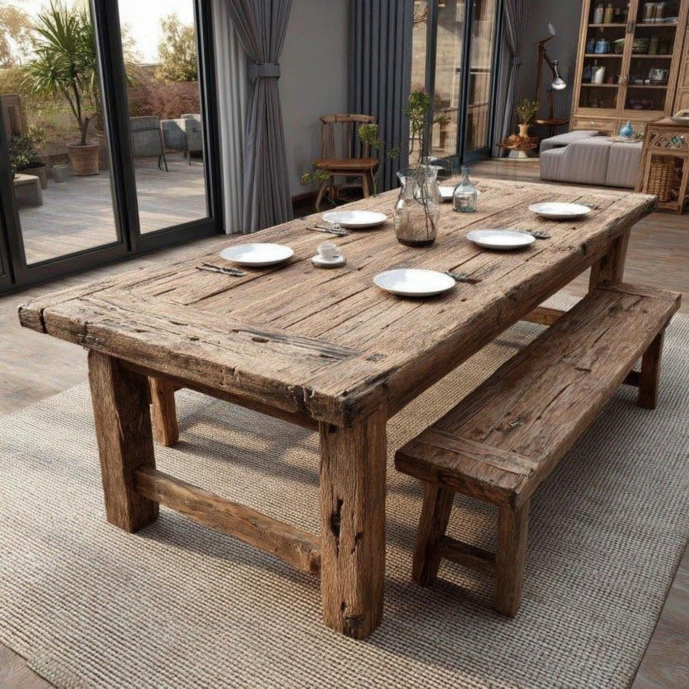 Handmade Live Edge Walnut Dining Table, Rustic Farmhouse Style