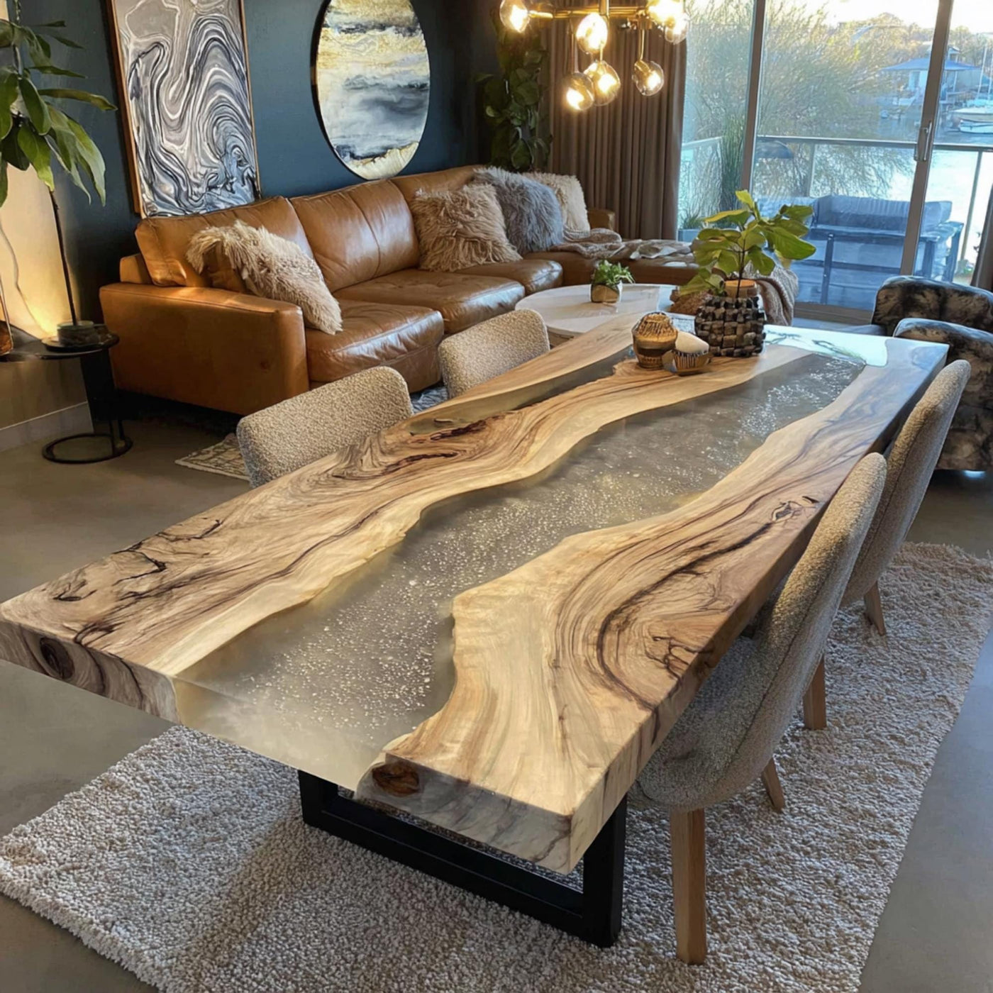 Handmade Live Edge Walnut Dining Table – Rustic Farmhouse Kitchen Furniture