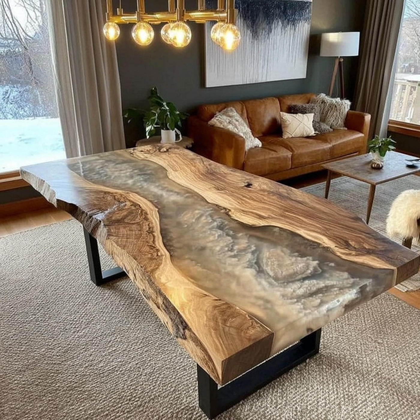 Handmade Live Edge Walnut Dining Table – Rustic Farmhouse Kitchen Furniture