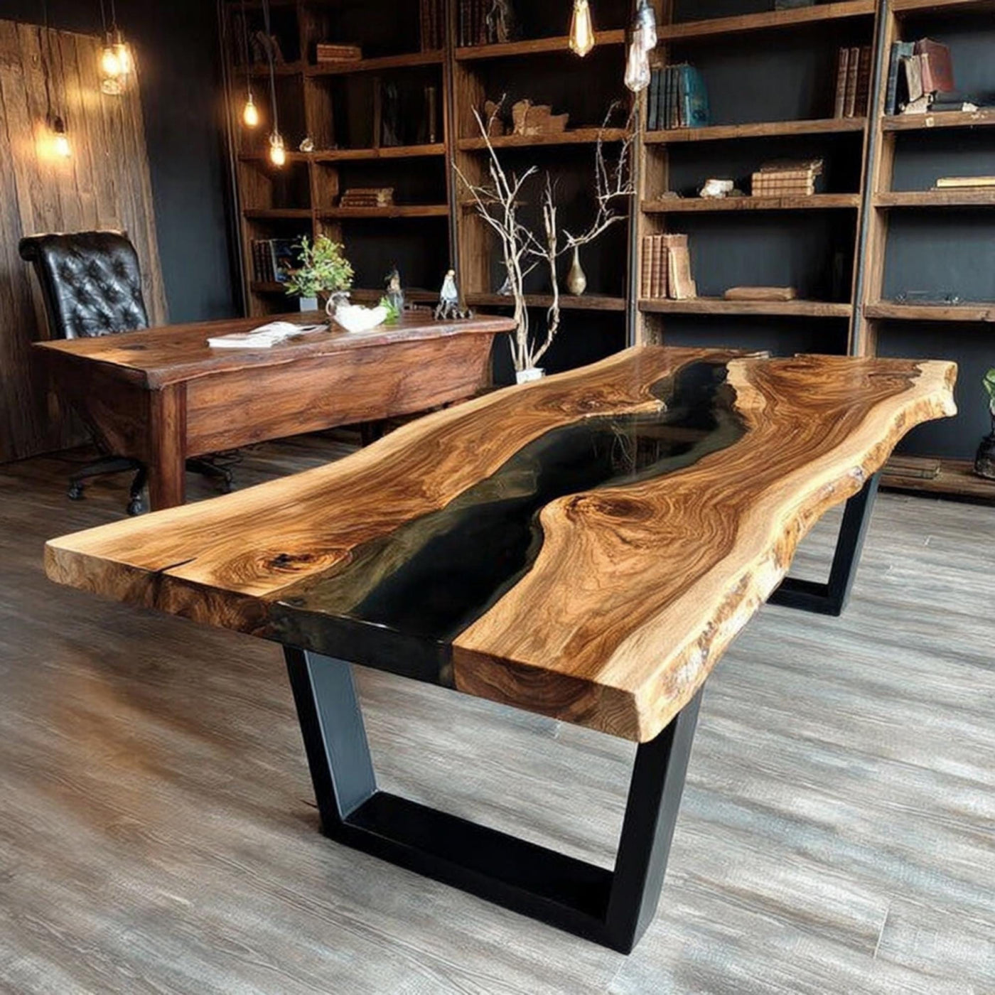 Handmade Walnut Live Edge Dining Table – Rustic Farmhouse Kitchen