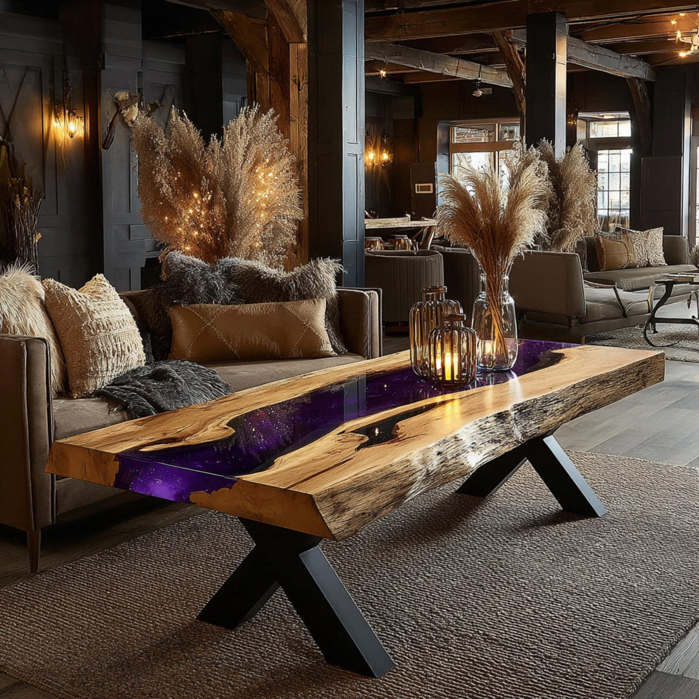 Handmade Live Edge Walnut Coffee Table, Modern Epoxy Resin Inlay