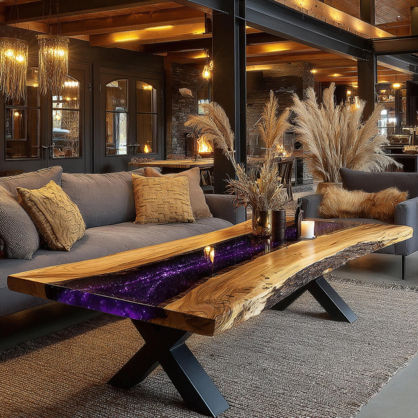 Handmade Live Edge Walnut Coffee Table, Modern Epoxy Resin Inlay