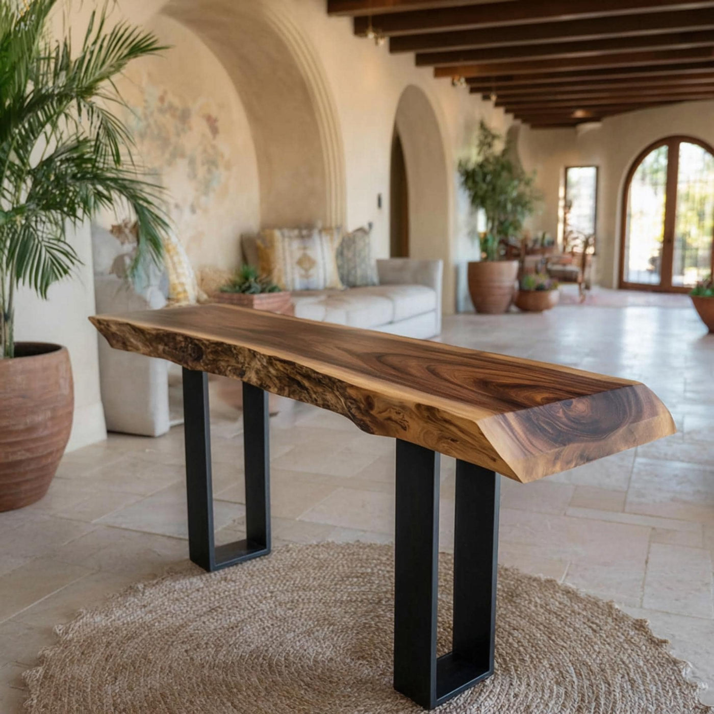 Handmade Live Edge Walnut Console Table – Rustic Entryway Furniture