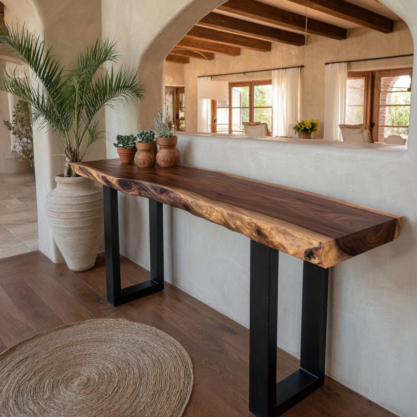 Handmade Live Edge Walnut Console Table – Rustic Entryway Furniture