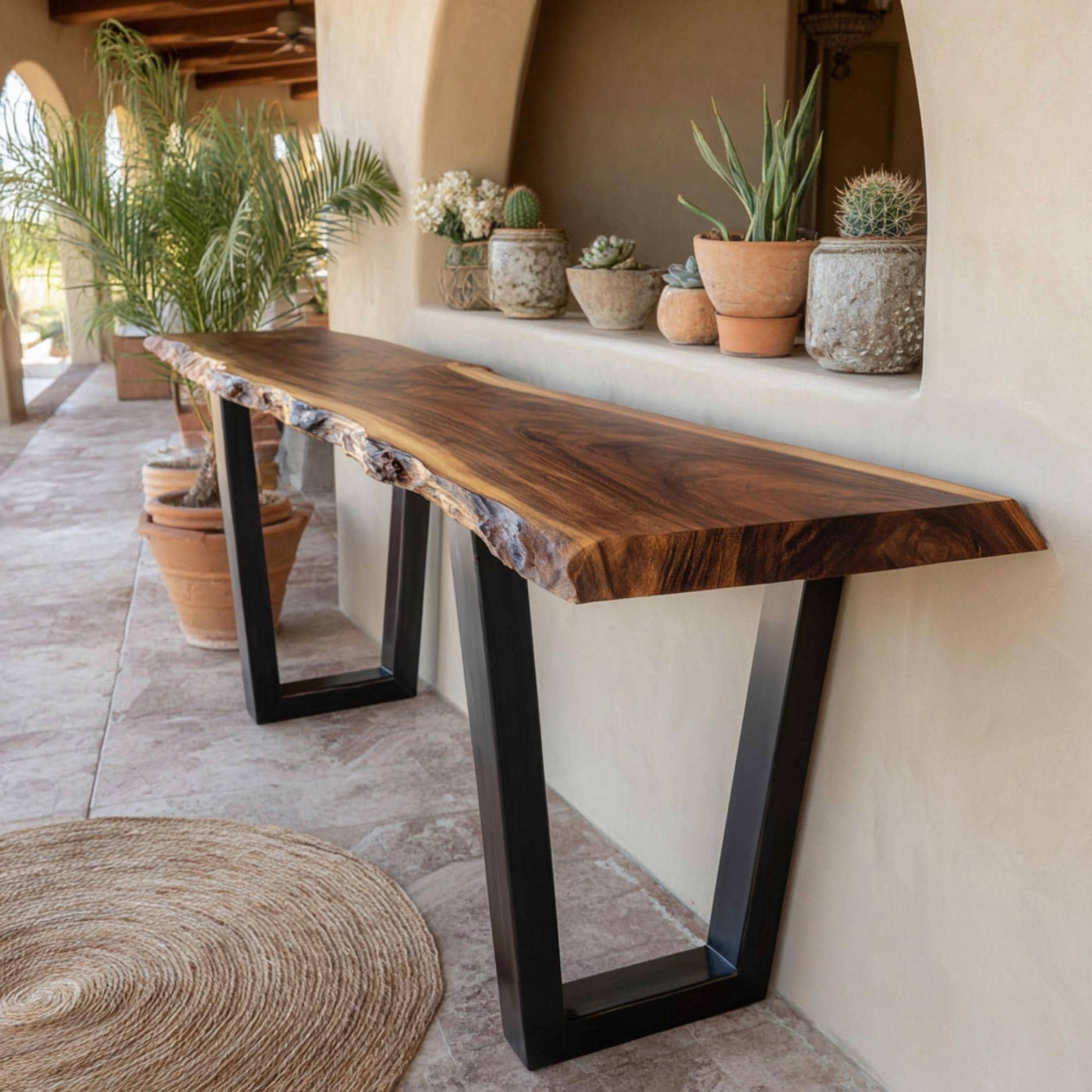 Handmade Live Edge Walnut Console Table – Rustic Entryway Furniture