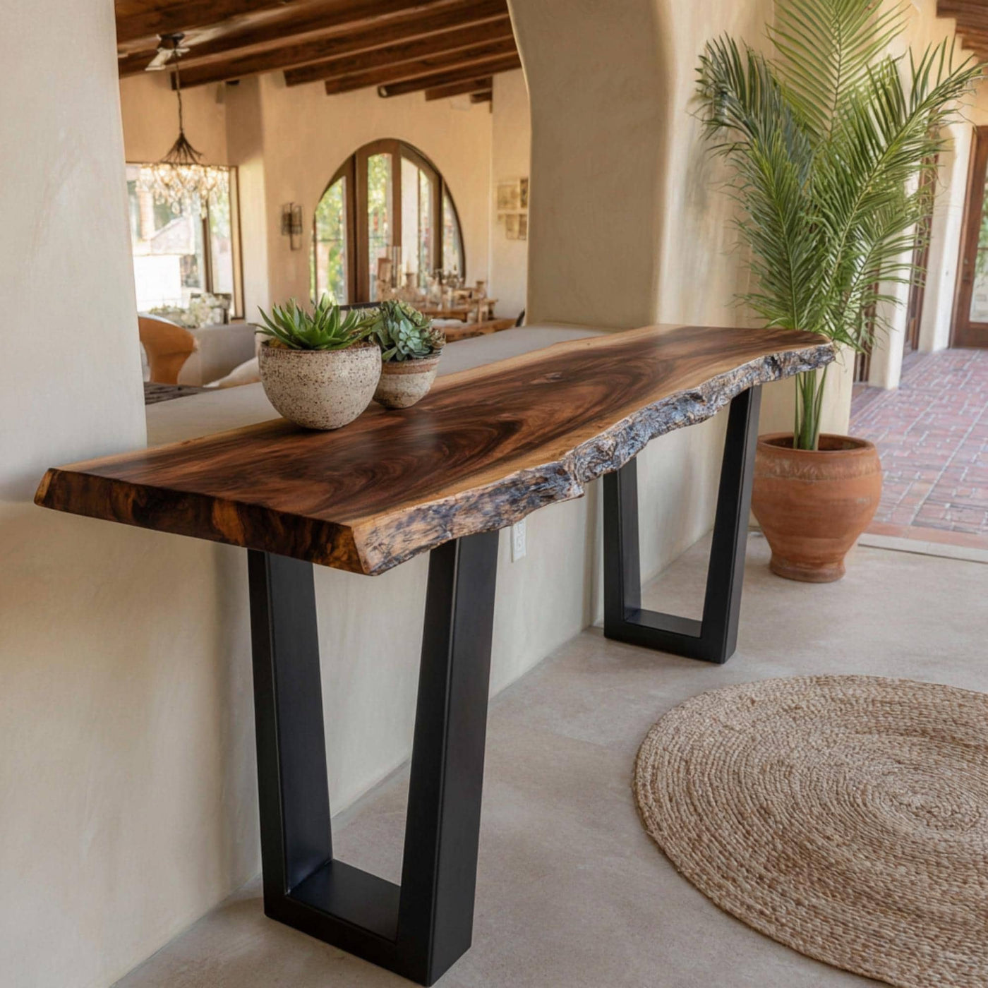 Handmade Live Edge Walnut Console Table – Rustic Entryway Furniture