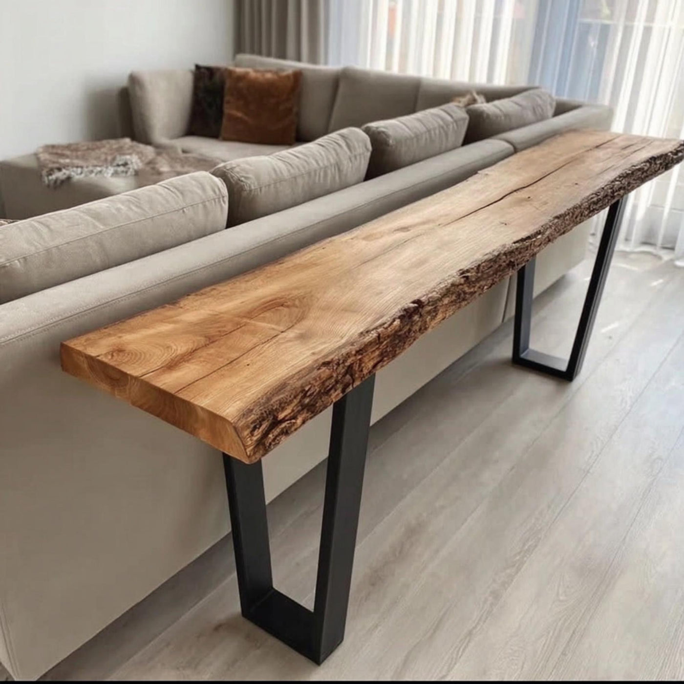 Handmade Live Edge Walnut Console Table – Rustic Modern Entryway