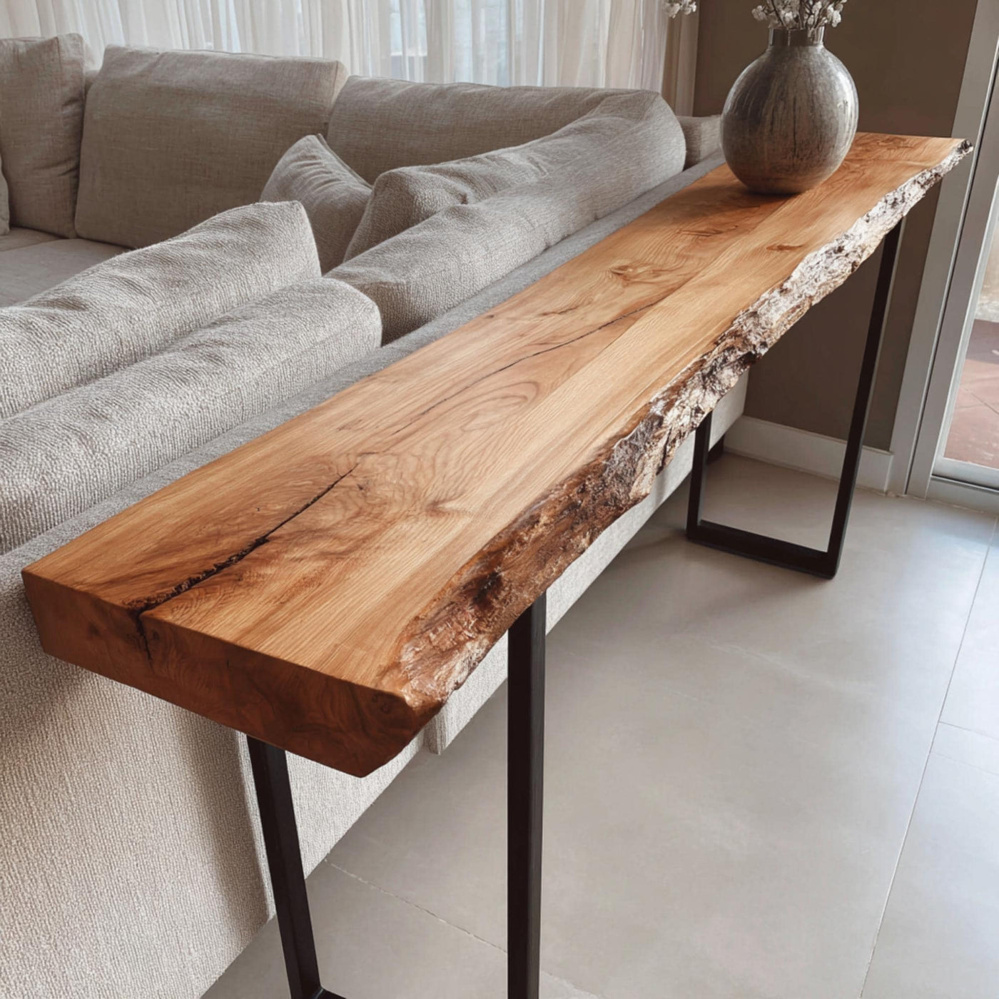 Handmade Live Edge Walnut Console Table – Rustic Modern Entryway