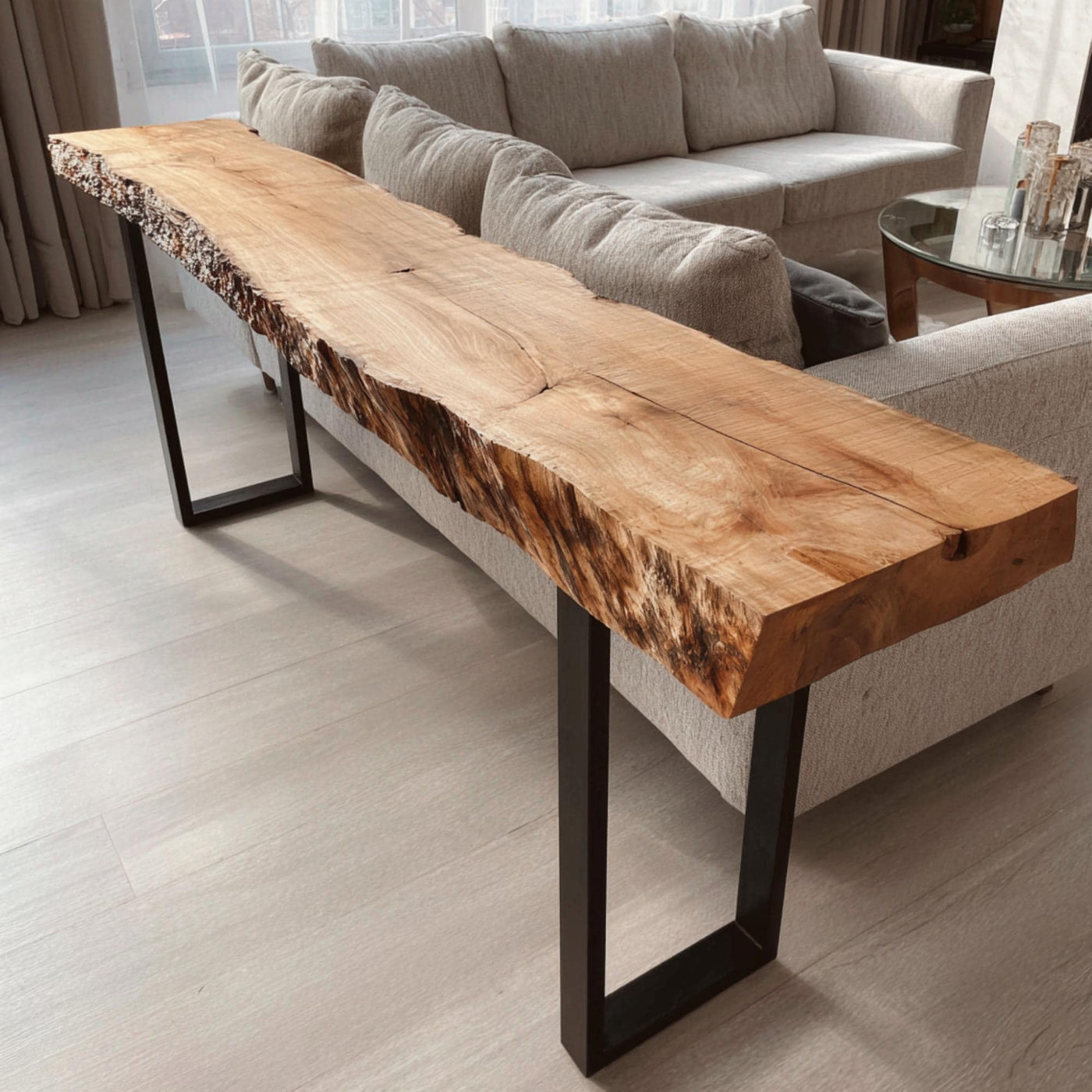Handmade Live Edge Walnut Console Table – Rustic Modern Entryway