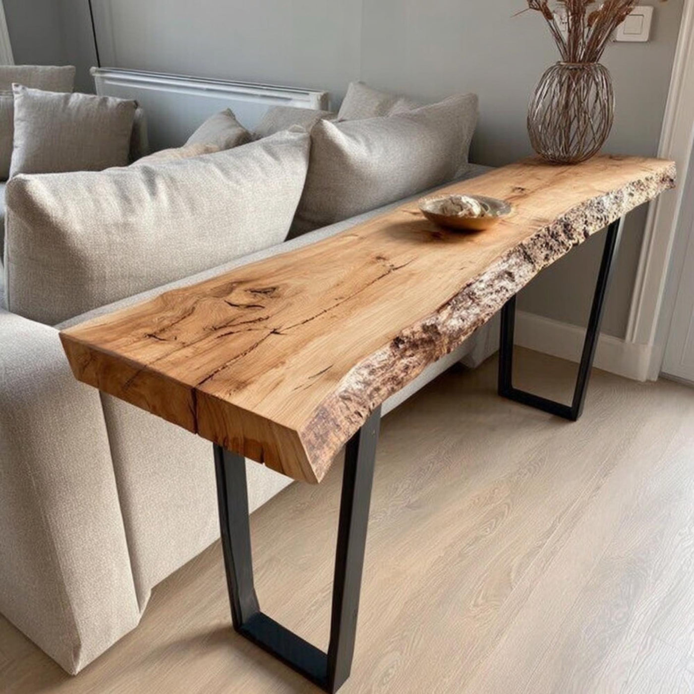 Handmade Live Edge Walnut Console Table – Rustic Modern Entryway