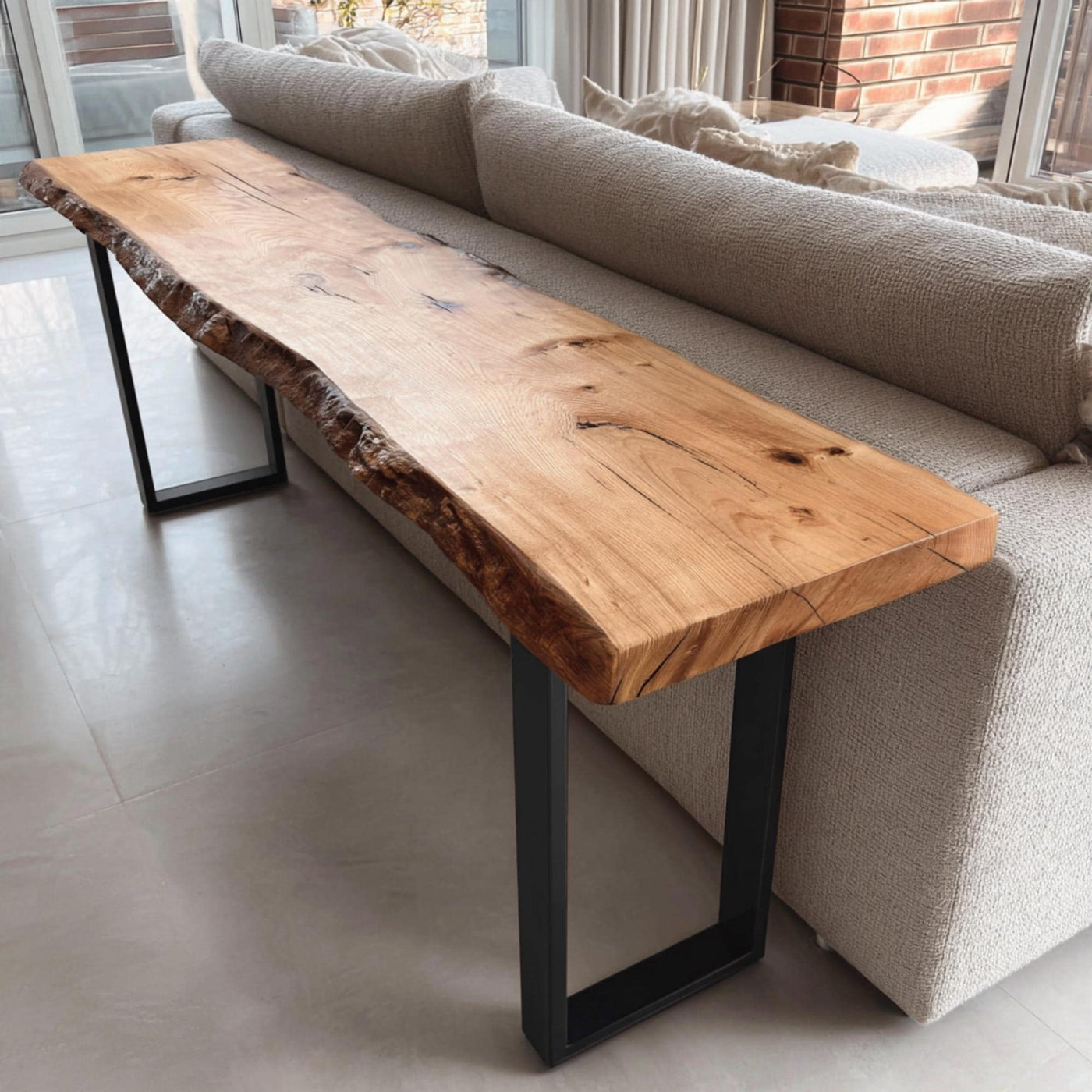 Handmade Live Edge Walnut Console Table – Rustic Modern Entryway