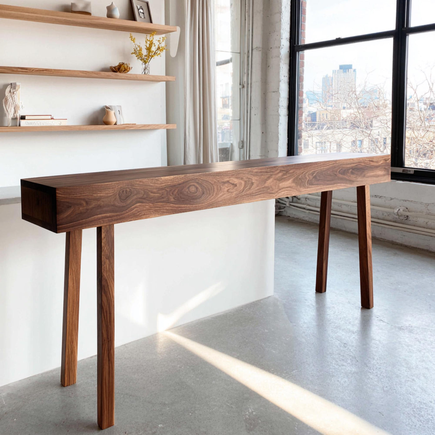 Handmade Walnut Console Table – Solid Wood Entryway Furniture