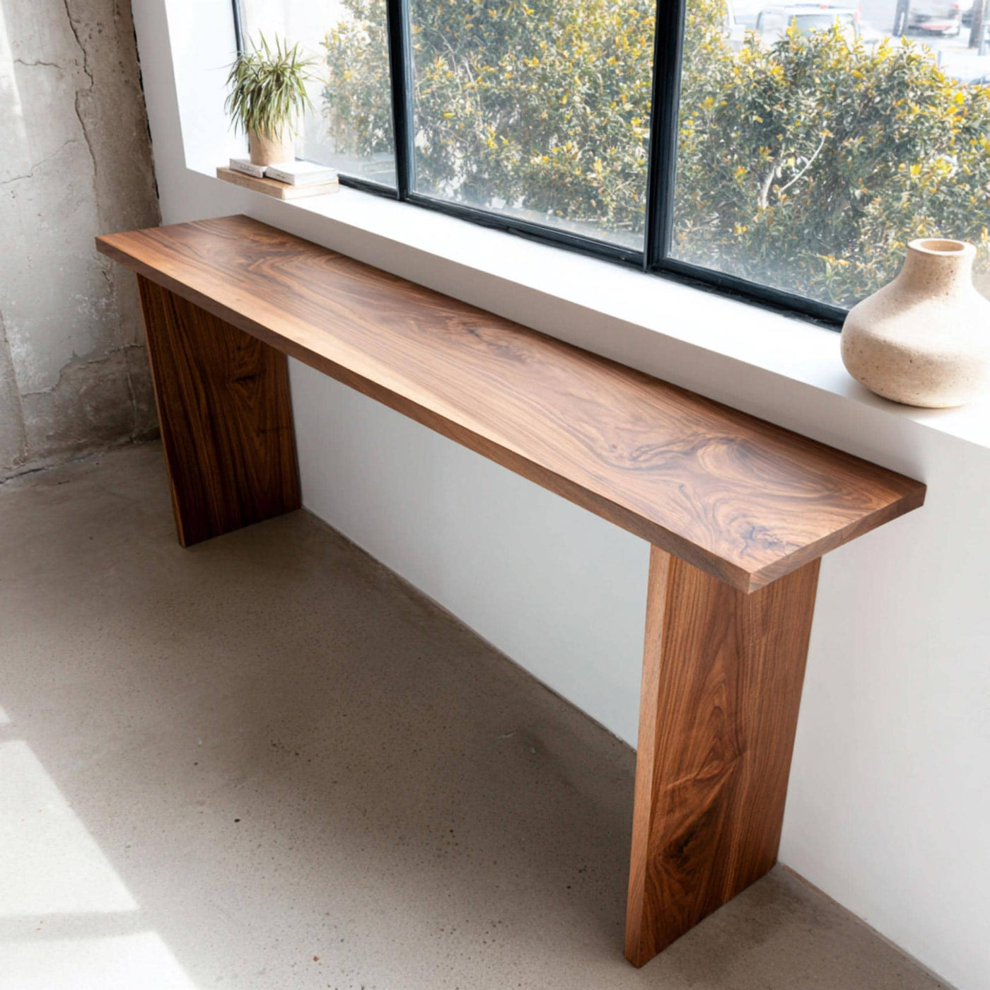 Handmade Walnut Console Table – Solid Wood Entryway Furniture