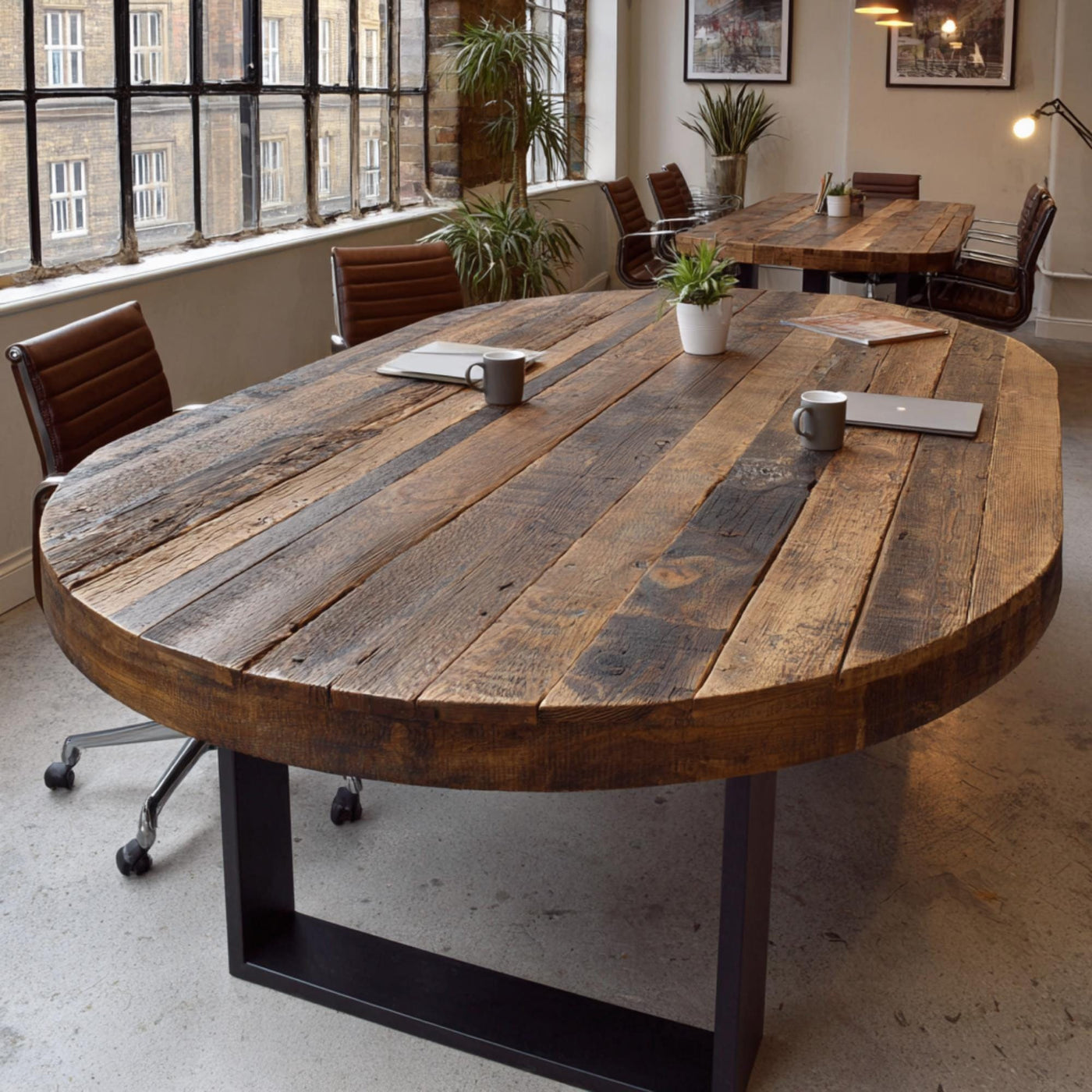 Handmade Walnut Round Dining Table, Rustic Solid Wood with Metal Legs