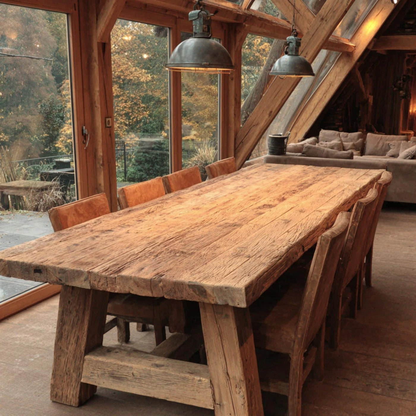 Handmade Live Edge Wood Dining Table, Rustic Farmhouse Style