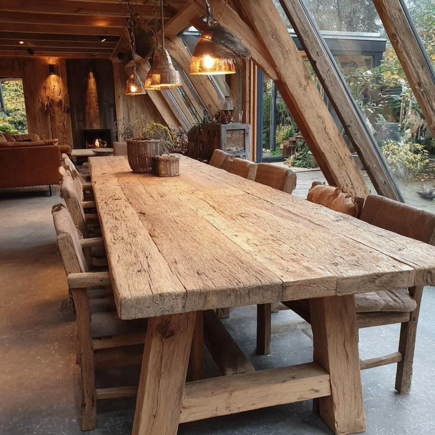 Handmade Live Edge Wood Dining Table, Rustic Farmhouse Style