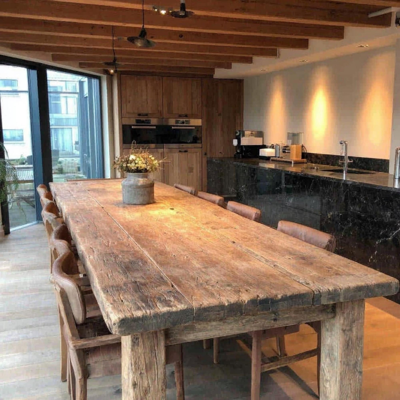 Handmade Live Edge Walnut Dining Table, Rustic Farmhouse Style