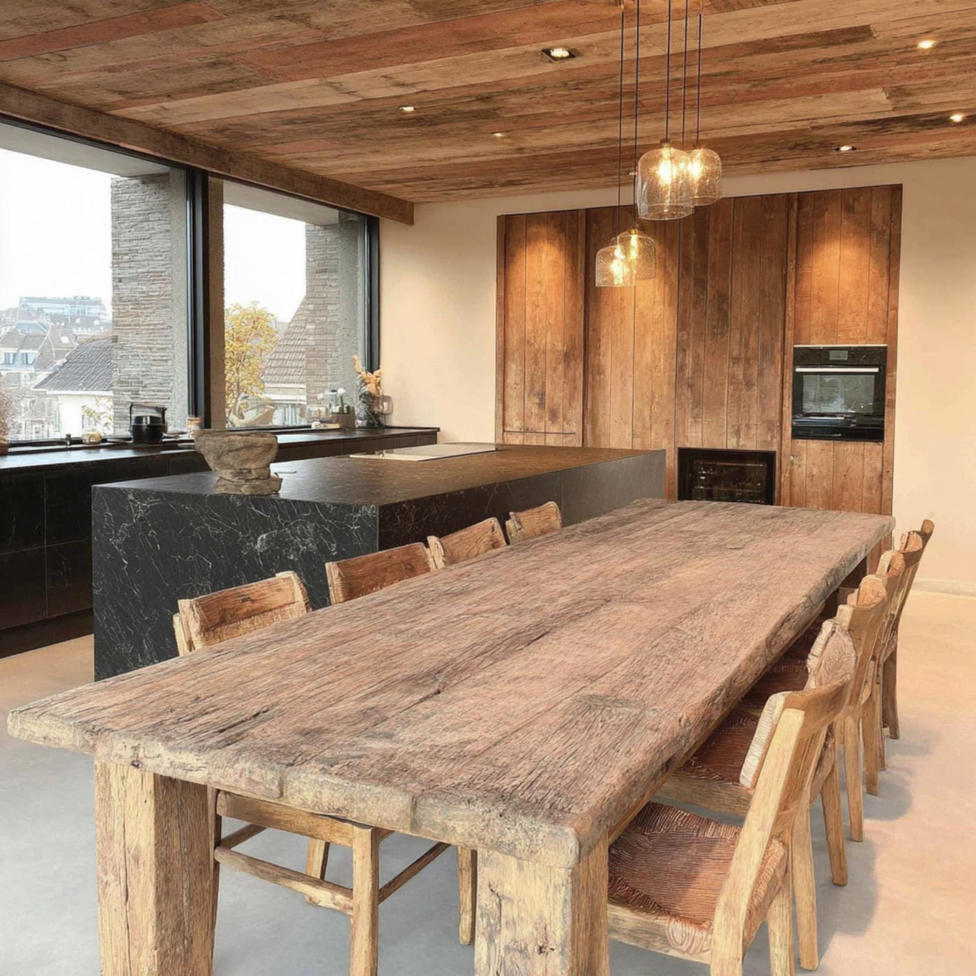 Handmade Live Edge Walnut Dining Table, Rustic Farmhouse Style