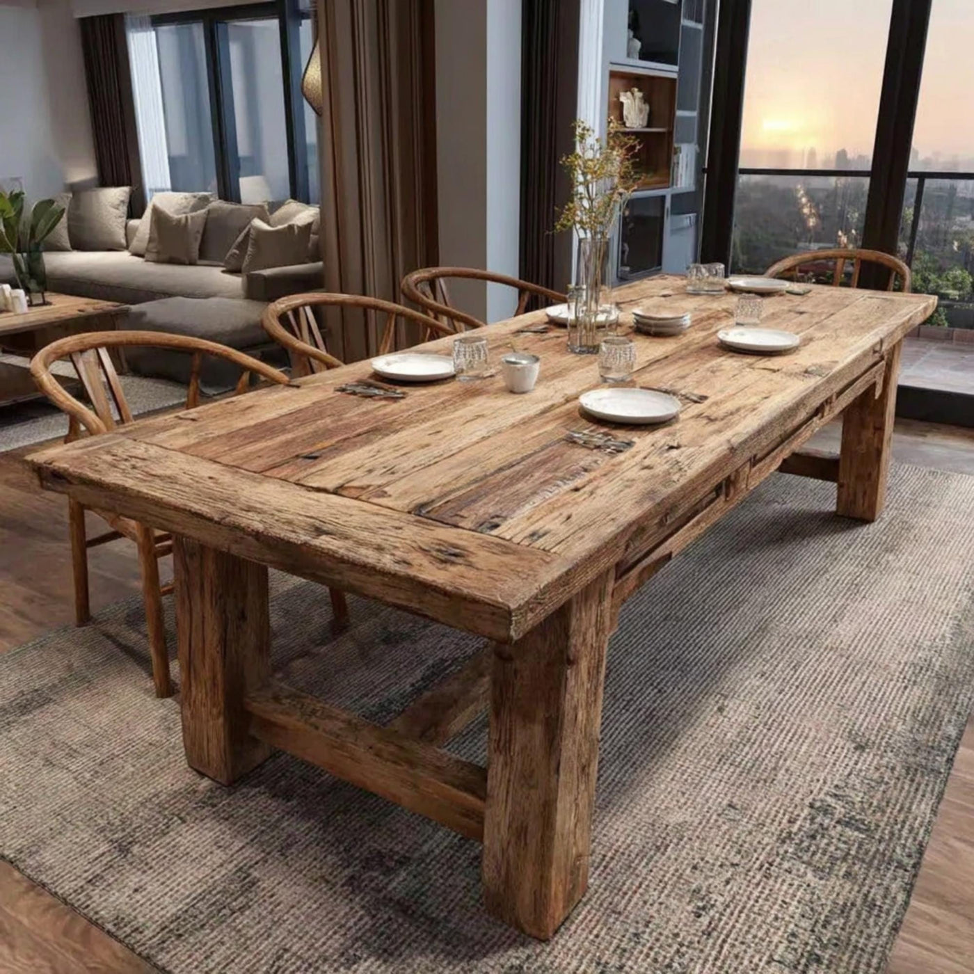 Handmade Live Edge Walnut Dining Table, Rustic Farmhouse Style