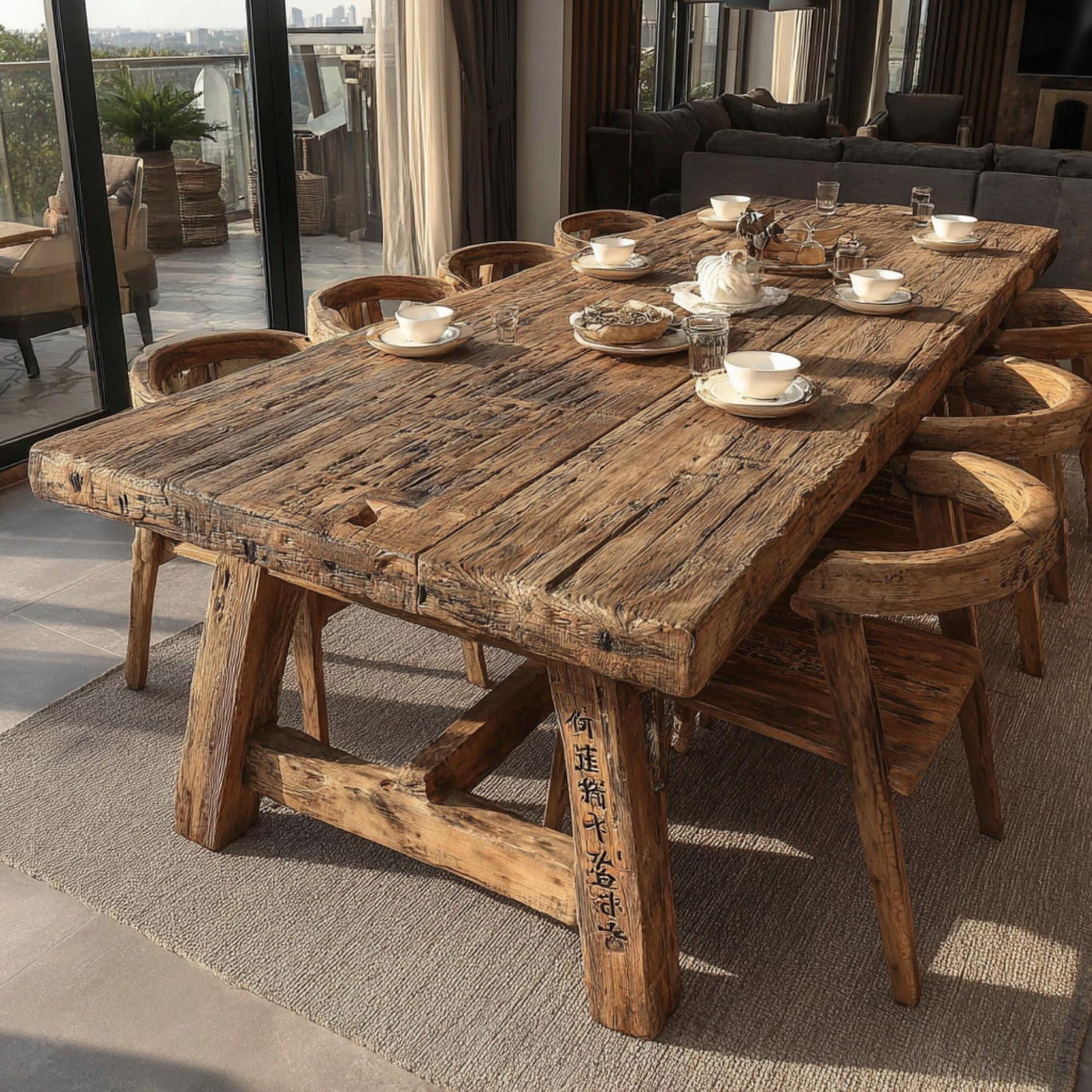 Handmade Live Edge Walnut Dining Table, Rustic Farmhouse Style