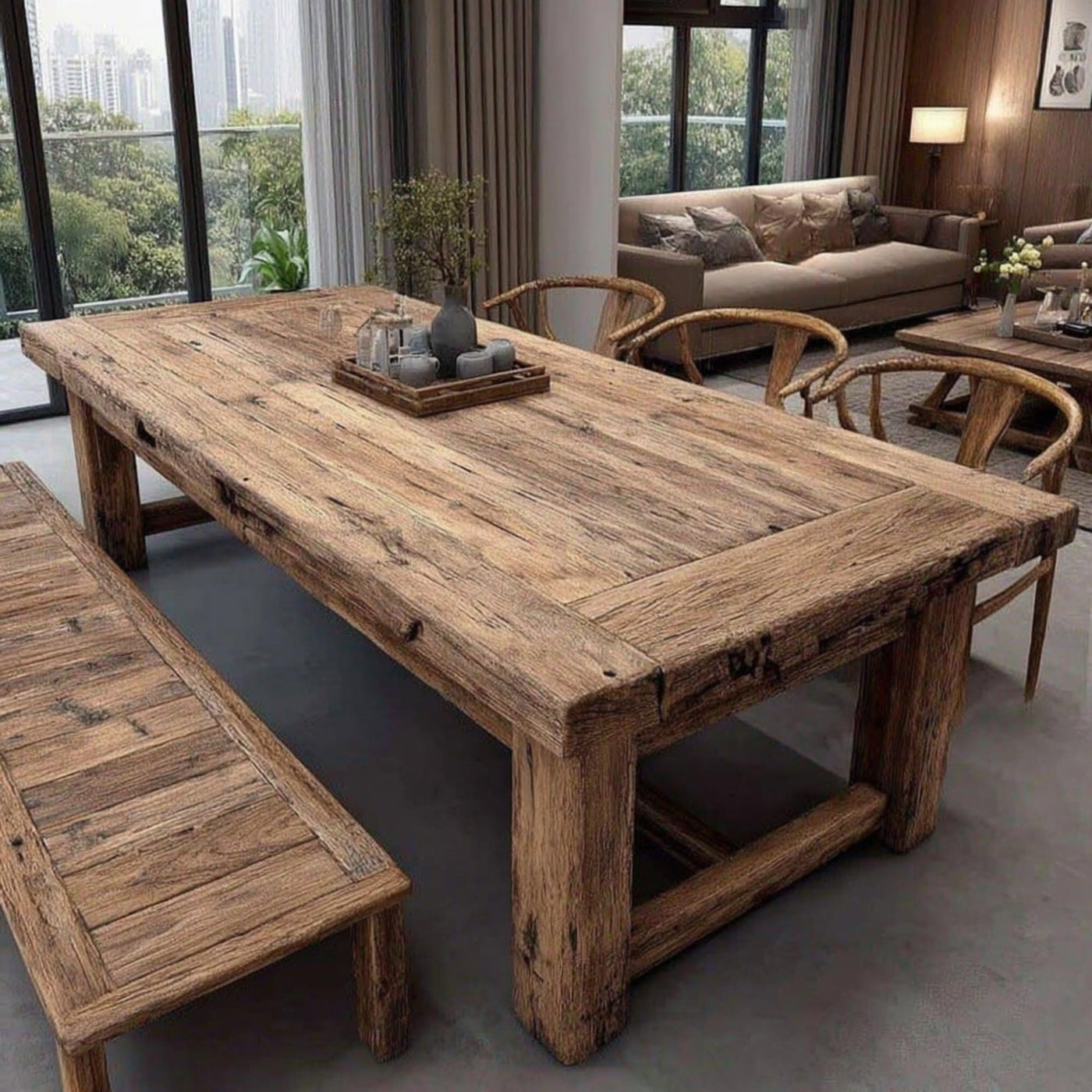 Handmade Live Edge Walnut Dining Table – Rustic Solid Wood