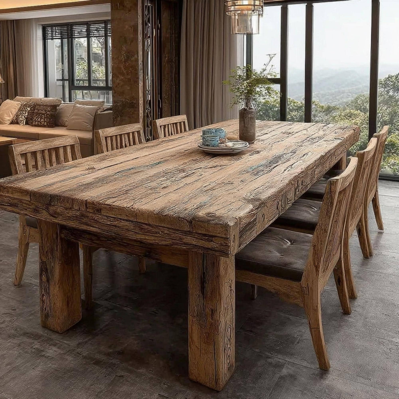 Handmade Live Edge Walnut Dining Table – Rustic Solid Wood