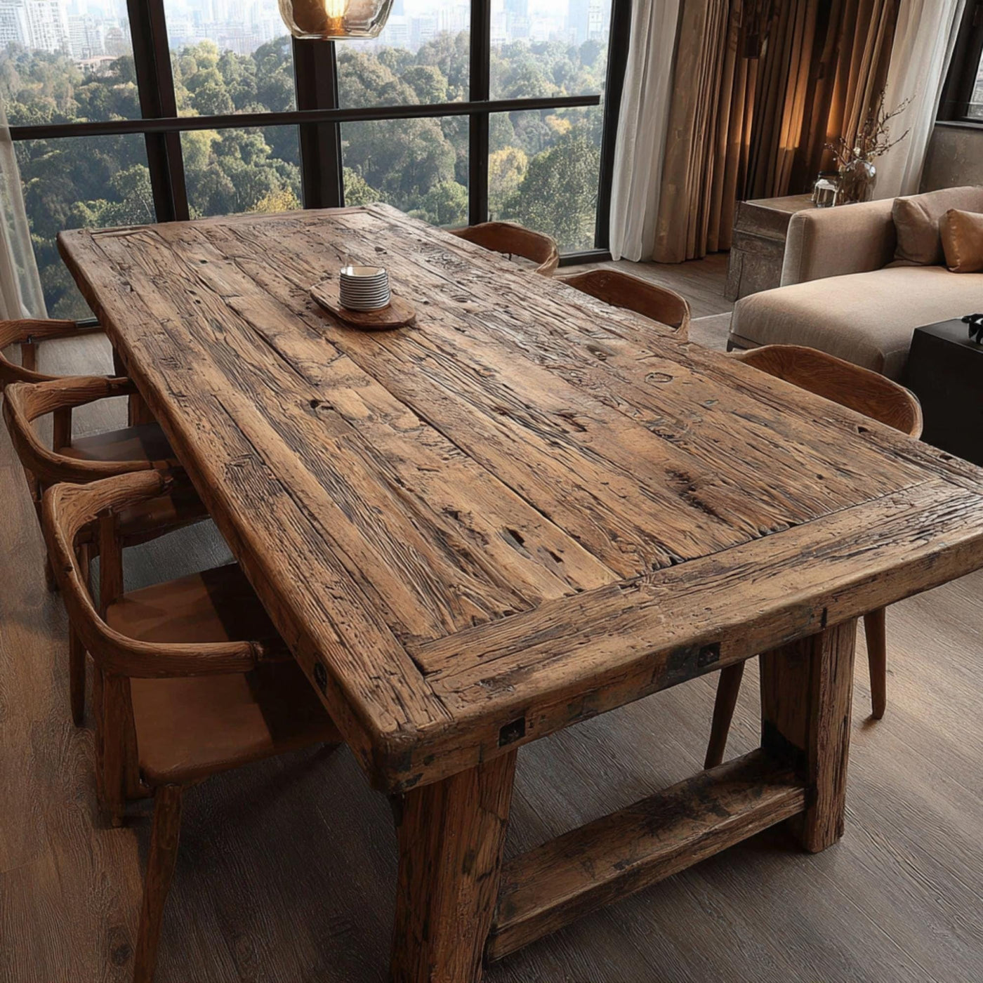 Handmade Live Edge Walnut Dining Table – Rustic Solid Wood