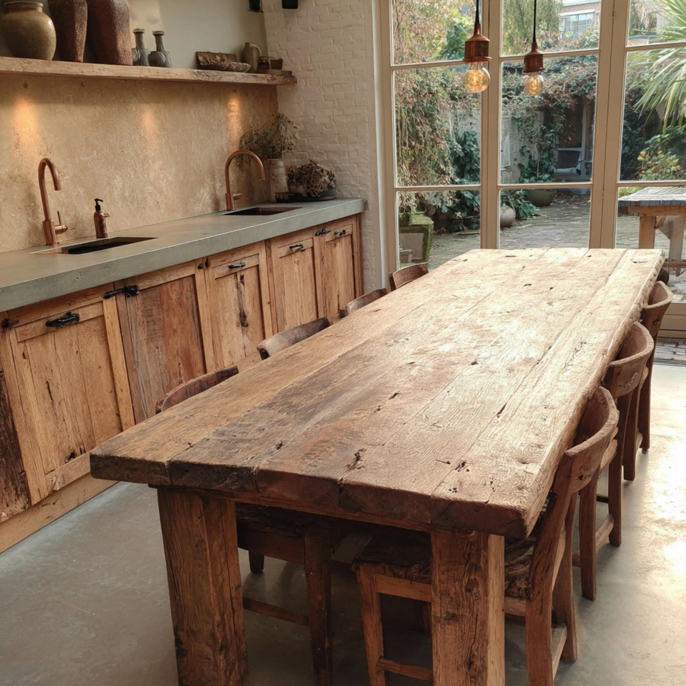 Farmhouse Wooden Dining Table – Handmade Solid Walnut Table – Rustic Live Edge Wooden Kitchen Table - Live Edge Wooden Table