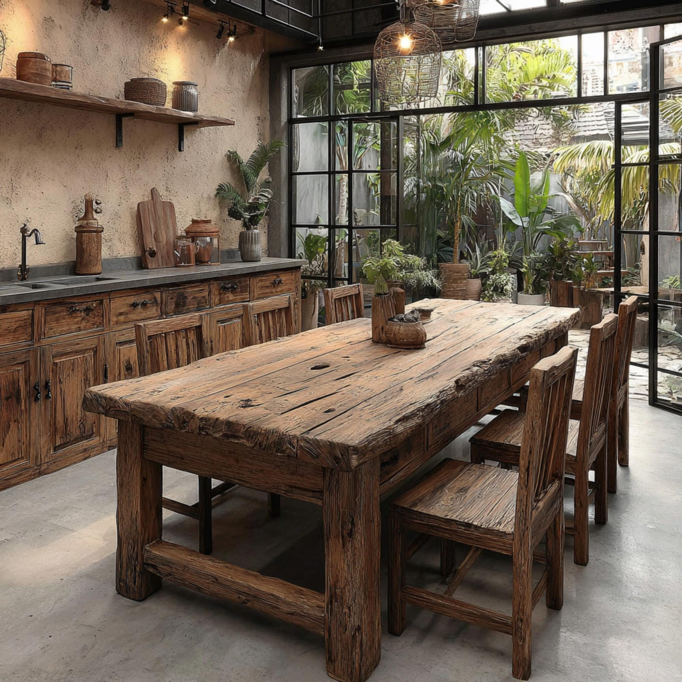 Farmhouse Wooden Dining Table – Handmade Solid Walnut Table – Rustic Live Edge Wooden Kitchen Table - Live Edge Wooden Table