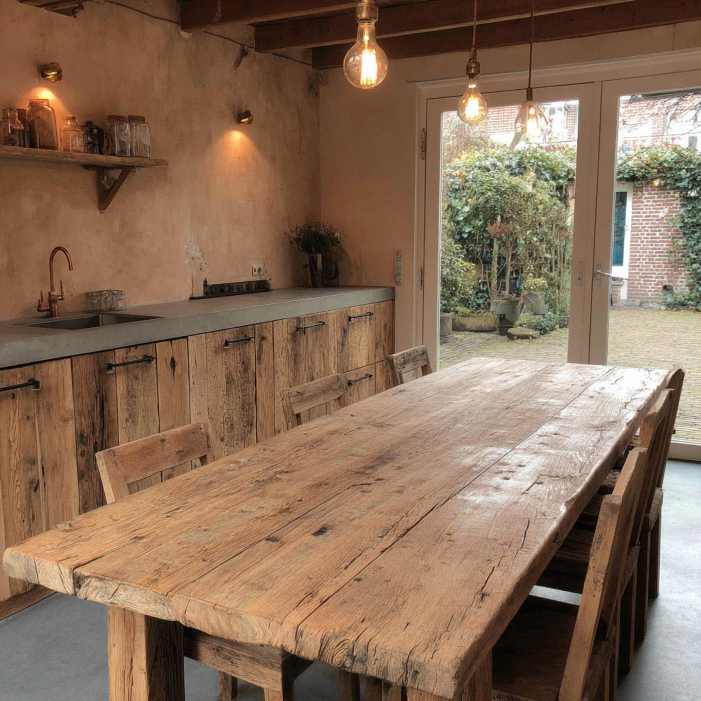 Farmhouse Wooden Dining Table – Handmade Solid Walnut Table – Rustic Live Edge Wooden Kitchen Table - Live Edge Wooden Table